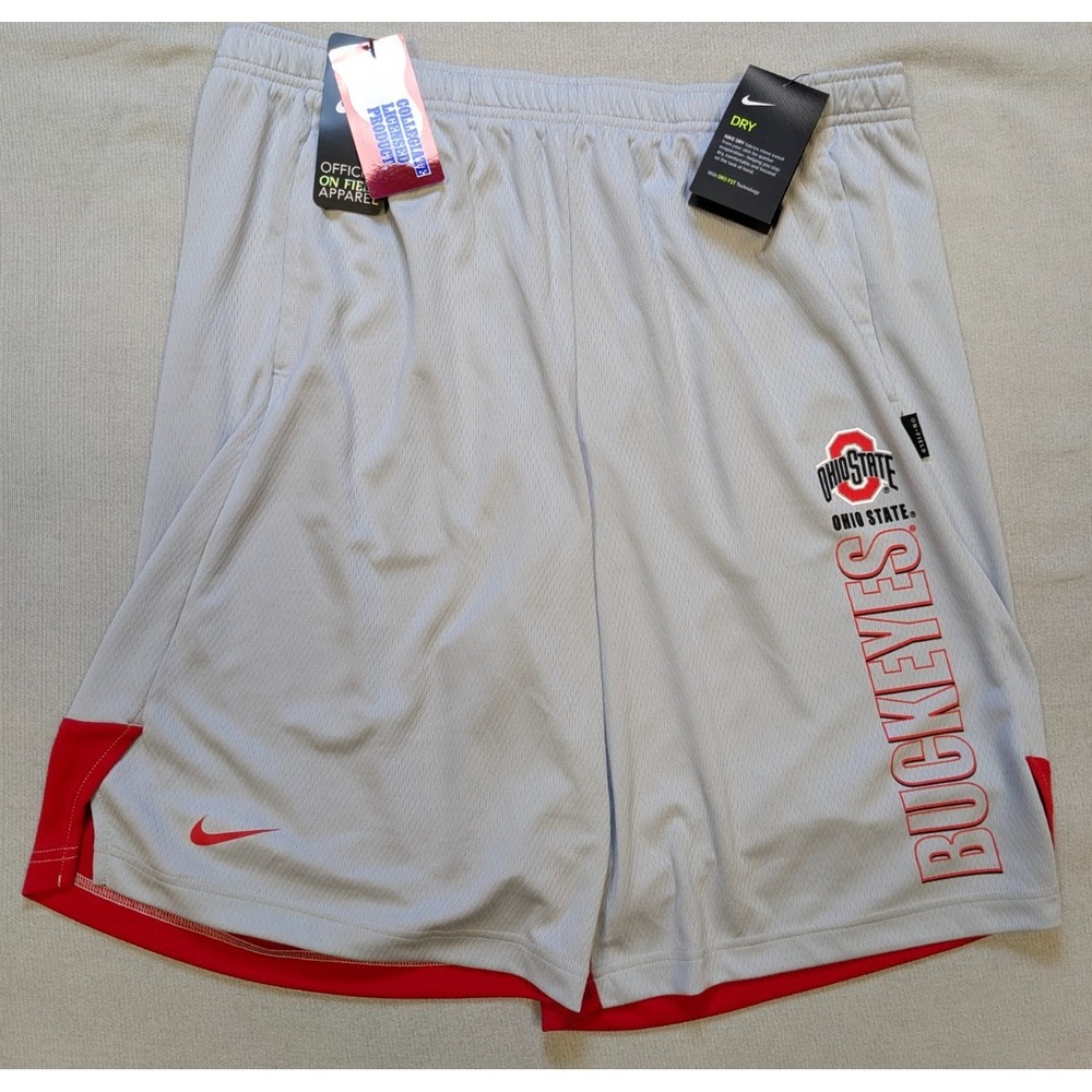 Ohio State Buckeyes Shorts Mens Large Gray Nike Dri-Fit Training Football New